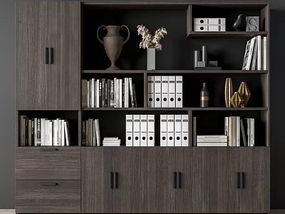 Modern Wooden Bookcase With Multi Tiered Shelves For Books Folders And Decorative Items 3d model