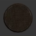 Round Metal Manhole Cover With Grid Pattern And Rustic Surface Design