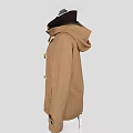 Stylish Brown Hooded Duffle Coat With Toggle Buttons And Classic Design 3d model