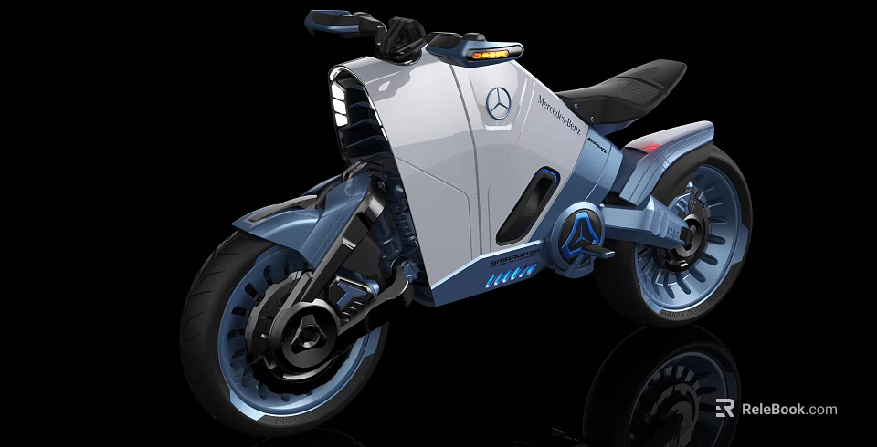 Mercedes-Benz Futuristic Concept Motorcycle With Modern Sleek Design And LED Lighting Features 3d model 