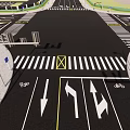 Road Facilities at Urban Intersection with Zebra Crossings Lane Arrows Bicycle Lanes and Traffic Markings