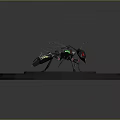 Detailed Mechanical Insect 3D Model Featuring Robotic Structure Transparent Wings Red Head And Green Legs