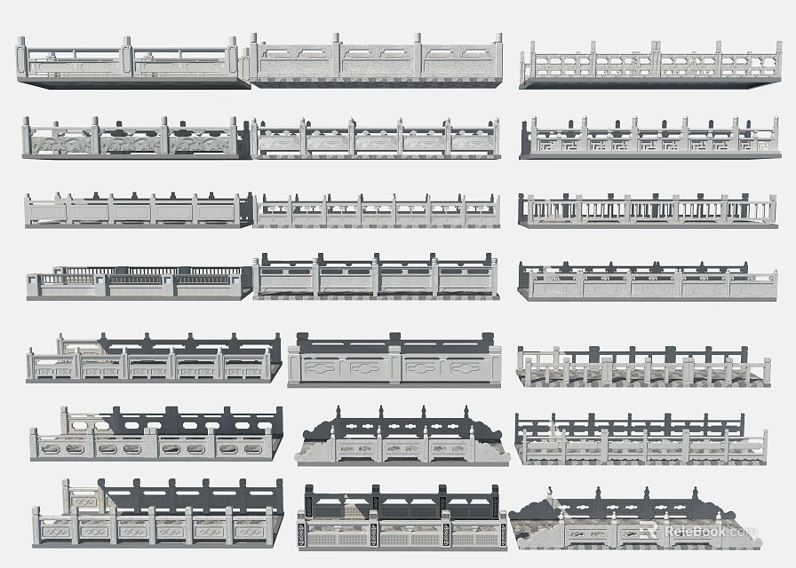 Various Decorative Fence Designs Featuring Different Styles And Patterns For Outdoor Spaces 3d model
