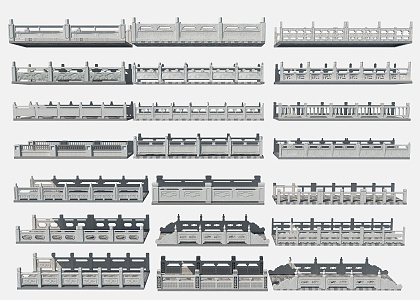 Chinese Guardrail Railing 3d model