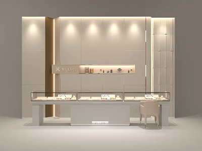 Elegant Jewelry Store Interior With Glass Display Cases And Soft Lighting For Luxury Accessories 3d model