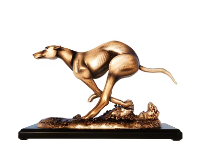 Bronze Greyhound Dog Sculpture in Running Pose with Decorative Base 3d model