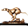 Bronze Greyhound Dog Sculpture in Running Pose with Decorative Base