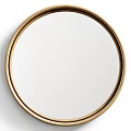 Oval Mirror With Gold Decorative Frame And Floral Wallpaper Reflection 3d model
