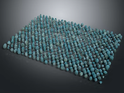 Turquoise Wooden Stone Beads Arranged In Flat Surface On Dark Background 3d model