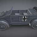 Vintage Military Open Top Vehicle Featuring Spare Tire And Dark Exterior Design