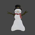 Game Movie Character Snowman With Black Top Hat Red Scarf And Glowing Eyes