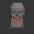 Mobile Concrete Mixer With Gray Drum Red Cover And Four Wheels