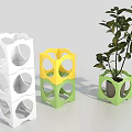 Decorative Plant Stands With Circular Cutouts In White Yellow Green For Indoor Plants