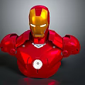Iron Man Bust With Red Armor Gold Helmet Glowing Eyes And Arc Reactor