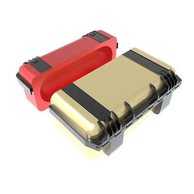 Red And Gold Protective Storage Cases With Black Straps And Durable Design 3d model