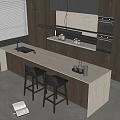 Modern Kitchen Interior Design With Stone Island Counter Bar Stools Cabinets And Appliances