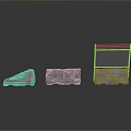 Three Different Shaped Stone Structures With Solid And Transparent Parts On Gray Background