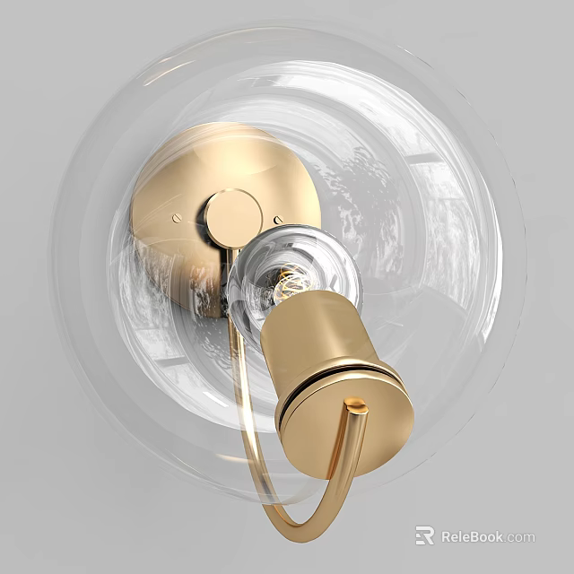 Modern Elegant Wall Lamp With Gold Accents And Transparent Glass Shade 3d model 