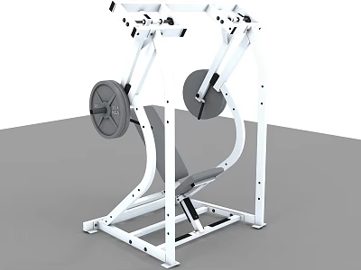 Fitness Equipment Seated Chest Press Machine With White Frame Black Weight Plates And Gray Seat 3d model