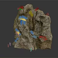 Natural Wood Stone Rock Formation With Green Foliage And Rough Surface Texture