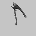3D Model of Skeletal Scythe Weapon With Glowing Green Elements Spikes And Textured Handle