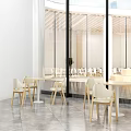 Modern Restaurant Dining Area With Large Windows Natural Light And Wooden Ceiling 3d model