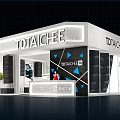 Modern TDTAICEE Exhibition Booth Design With White Exterior And Blue Triangular Patterns 3d model
