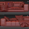 Modern Sectional Sofa with Brown Light Gray Upholstery Decorative Pillows and Cozy Blanket 3d model