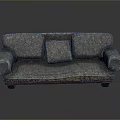 Patterned Three Seater Sofa With Accent Pillow And Wooden Base Design