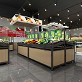 Bright Modern Supermarket Department Store With Fresh Fruits Vegetables And Checkout Counter