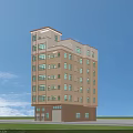 Multi Storey Residential Building With Brown Beige Exterior And Green Lawn Roadside