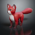 Red Fox Stuffed Toy With White Chest Standing On Dark Background With Reflection 3d model