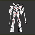 Futuristic White Robot Mecha With Red Blue Accents And Long Swords