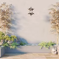 Landscape sketch bamboo lantern 3d model