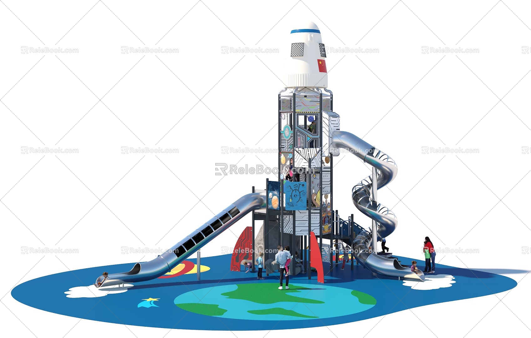 Rocket Park Space Park Custom Park Development Park Amusement Park Children's Park Playground Combination Function Slide Amusement Sketches 3d model