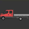 Pink Double Cab Truck With Open Cargo Bed And Yellow Railings 3D Rendering
