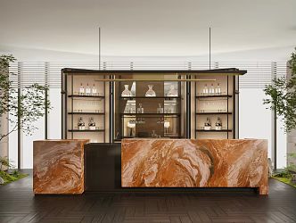 Modern Light Luxury Bar Counter Sales Department Water Bar Counter Bar Counter Hotel Restaurant Water Bar Counter Wine Rack Italian Light Luxury 3d model