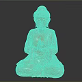 Golden Buddha Sculpture Carving In Sitting Posture With Detailed Hand Gesture