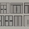 Modern Double Doors With Black Frames Glass Panels And Various Designs 3d model