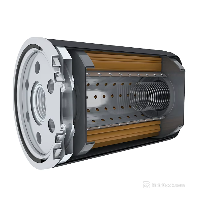 Car Suspension Shock Absorber with Metal Casing Internal Spring and Cylindrical Design 3d model 