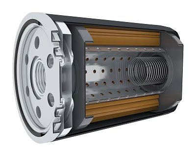 Car Suspension Shock Absorber with Metal Casing Internal Spring and Cylindrical Design 3d model
