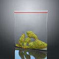 Dried Green Plants with Yellow Accents Stored in Transparent Ziplock Bag