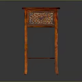 Traditional Wooden Side Table With Ornate Carved Drawer And Lower Shelf