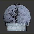 Industrial Metallic Spherical Equipment Featuring Spiral Stripes Shiny Reflective Surface And Sturdy Base