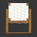 Modern Wooden Frame Chair With White Woven Seat Backrest And Armrests