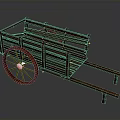 Traditional Wooden Cart With Spoked Wheels And Railed Sides Structure Design