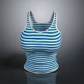 Blue And White Striped Fitted Tank Top For Women's Everyday Casual Wear