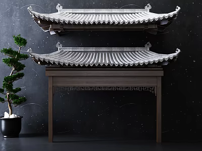 Traditional Chinese Architectural Components With Classic Roof Eaves Wooden Frames And Tile Details 3d model