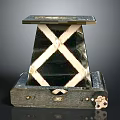 Vintage Electronic Photography Device With Black White Cross Pattern Wooden Base
