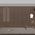 Elegant Wooden Wardrobe with Dressing Table Mirror and Chair in Modern Interior